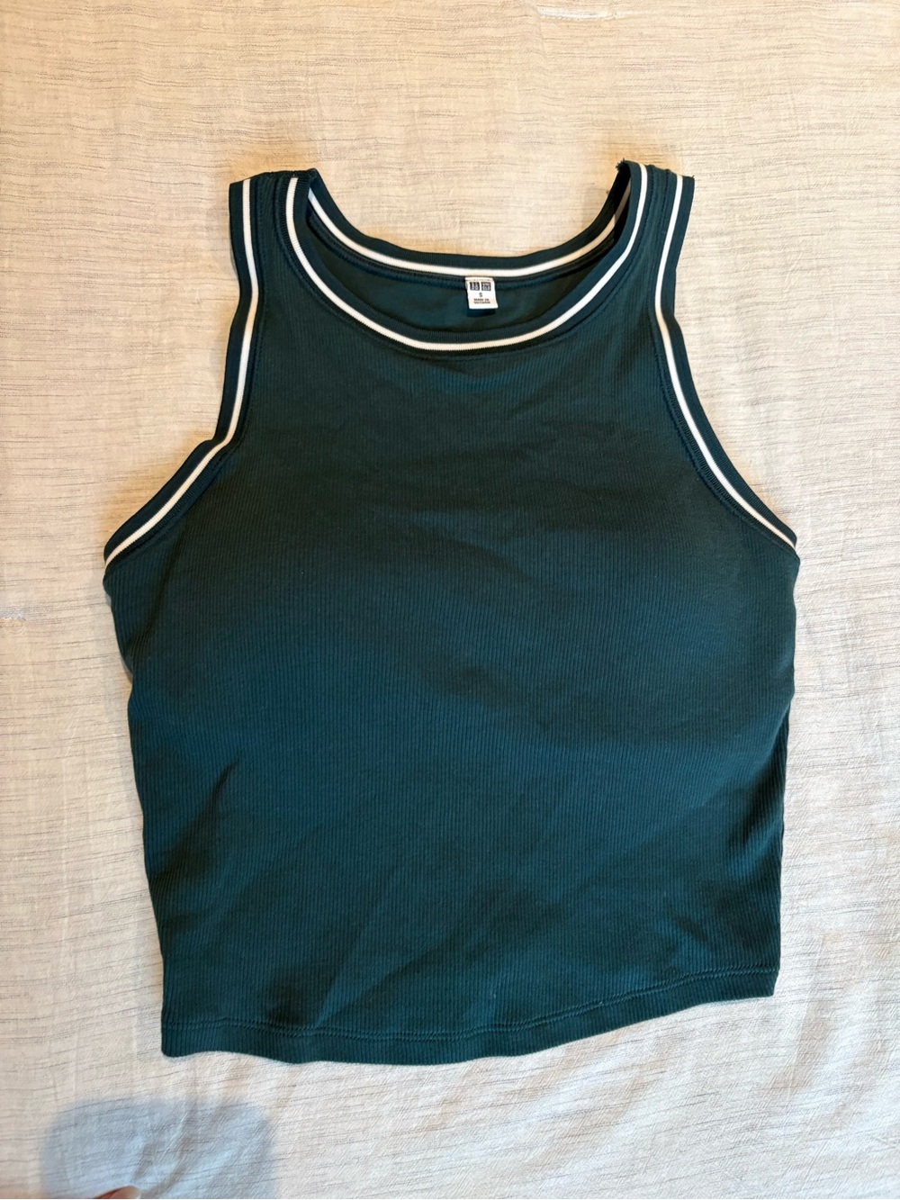 Uniqlo Ribbed Tank Top with Contrast Trim - Dark Teal
